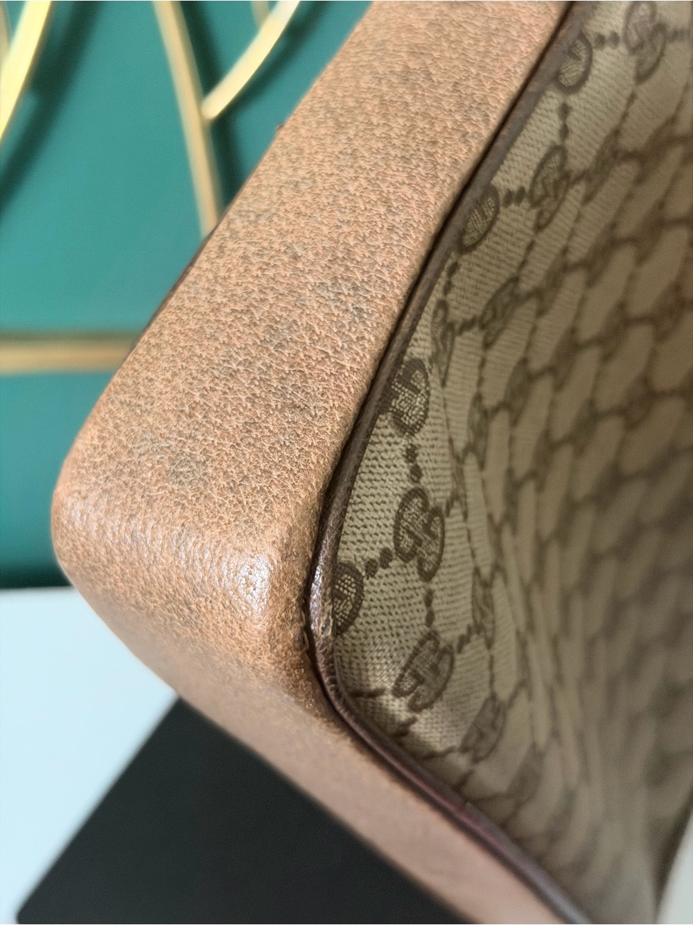 Gucci Beige Brown GG Canvas Crossbody with Green-Red Sherryline - Picture 3 of 13